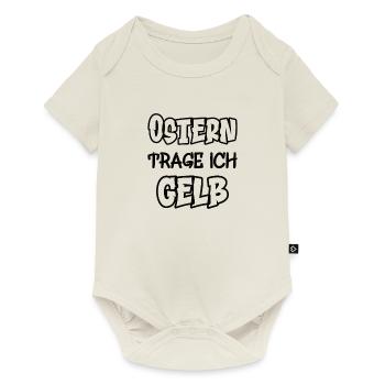 Pâques, je porte du jaune en disant couleur jaune - Body à manches courtes Premium Bébé - blanc cassé - Devant