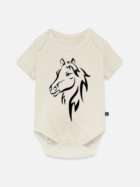 Pferd - Baby Premium Kurzarmbody - Naturweiß