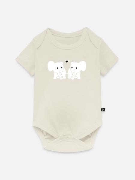 Verliebte Elefanten - Baby Premium Kurzarmbody - Naturweiß
