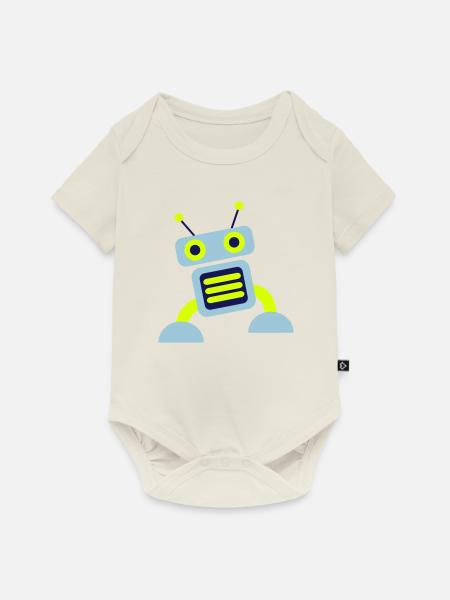 robot 3c - Baby Premium Kurzarmbody - Naturweiß