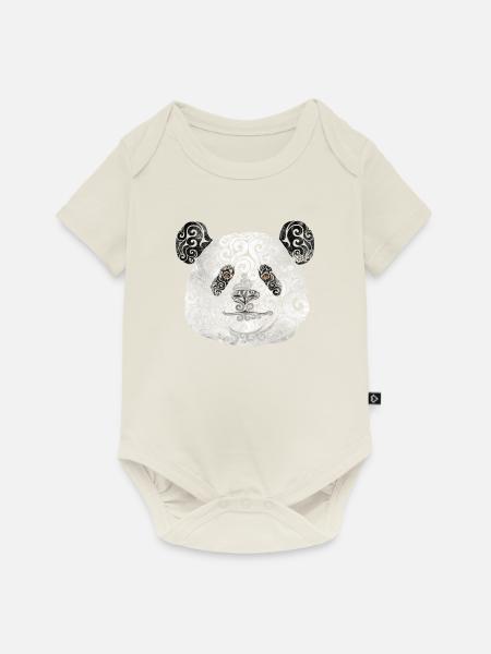 Swirly Panda - Baby Premium Kurzarmbody - Naturweiß