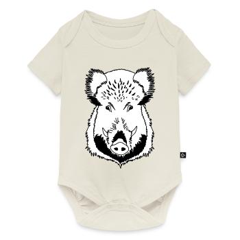 Wild boar head black and white - Baby Premium short-sleeve bodysuit - off white - Front