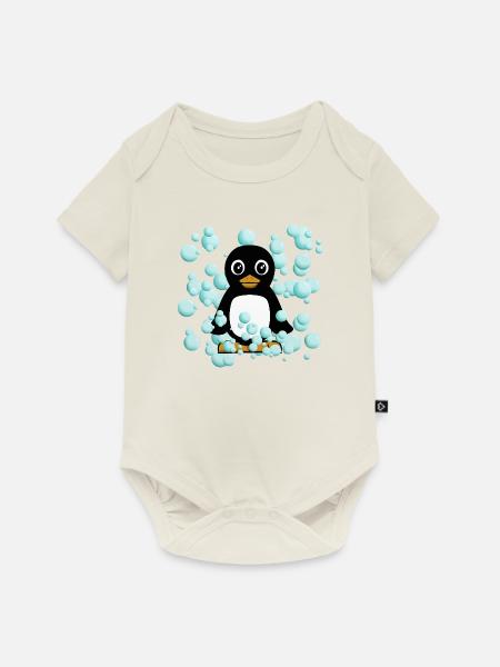 Pinguin - Baby Premium Kurzarmbody - Naturweiß