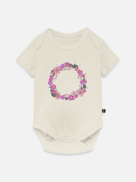 leer,blumen,blumenkranz,floral,illustration,pink - Baby Premium Kurzarmbody - Naturweiß