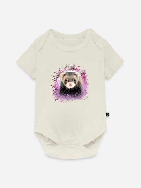 frettchen,rosa,graffiti,iltis - Baby Premium Kurzarmbody - Naturweiß