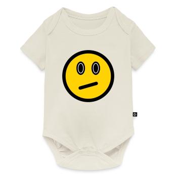 Neutral Emoticon - Image Symbol - Stroke Face - Baby Premium short-sleeve bodysuit - off white - Front