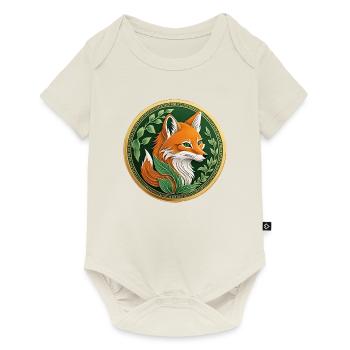 Ausgefallene Münze ein grüner Fuchs mit Orange - Baby Premium Kurzarmbody - Naturweiß - Vorne