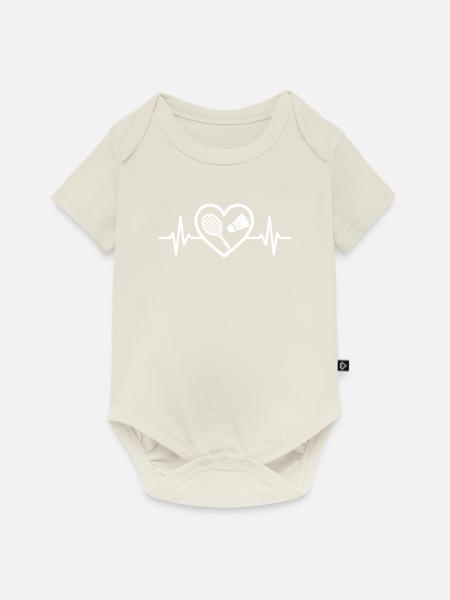 Badmintonschläger Volant Heart - Baby Premium Kurzarmbody - Naturweiß