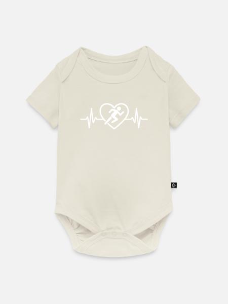 Leichtathletik Läufer Sprint Herz - Baby Premium Kurzarmbody - Naturweiß