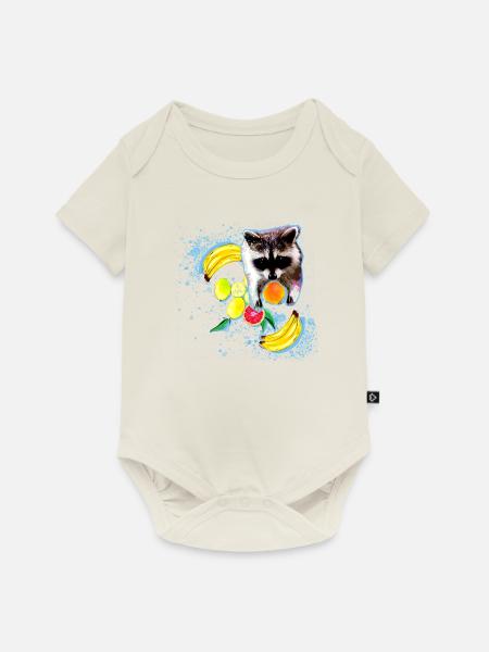waschbär,bär,graffiti,malerei,mint,obst - Baby Premium Kurzarmbody - Naturweiß