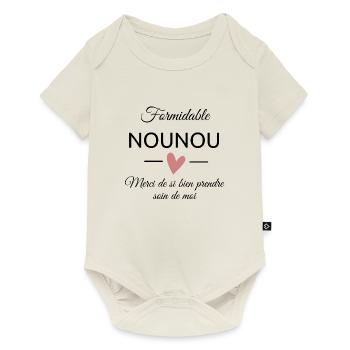 Merci formidable nounou - Body à manches courtes Premium Bébé - blanc cassé - Devant