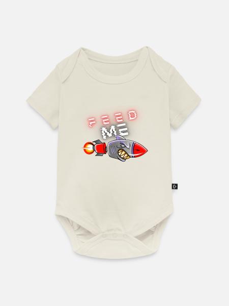 Fütter mich, hungrige Hai-Rakete - Baby Premium Kurzarmbody - Naturweiß