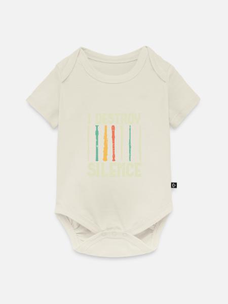 I Destroy Silence Funny Flute Flutist - Baby Premium Kurzarmbody - Naturweiß