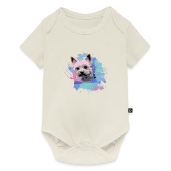 yorkshire terrier, hund, graffiti,terrier, bunt - Baby Premium Kurzarmbody - Naturweiß - Vorne