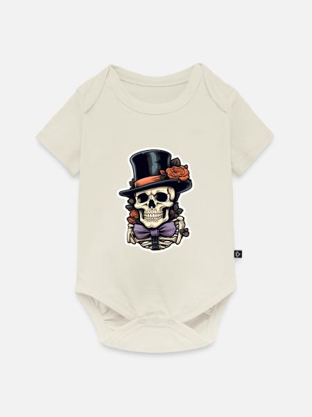 Totenschädel Halloween - Baby Premium Kurzarmbody - Naturweiß
