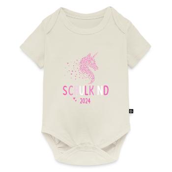 Schulkind 2024 Einhorn 1. Klasse Herz Einschulung - Baby Premium Kurzarmbody - Naturweiß - Vorne