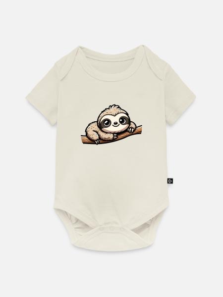 Faultier auf Ast - Baby Premium Kurzarmbody - Naturweiß