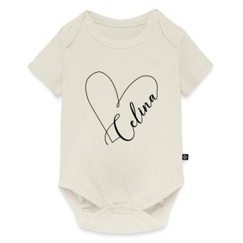 Celina Name Herzlinie - Baby Premium Kurzarmbody - Naturweiß - Vorne