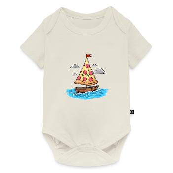 Voilier Ahoy Sea avec voile de pizza au salami - Body à manches courtes Premium Bébé - blanc cassé - Devant