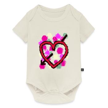 J’aime l’amour dans l’amour petite amie copain coeur cupidon - Body à manches courtes Premium Bébé - blanc cassé - Devant