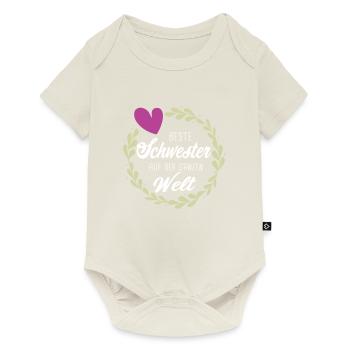 Beste Schwester der Welt Schwestern Geschenk - Baby Premium Kurzarmbody - Naturweiß - Vorne