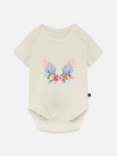 angelwings,engelsflügel,graffiti,bunt,blumen - Baby Premium Kurzarmbody - Naturweiß