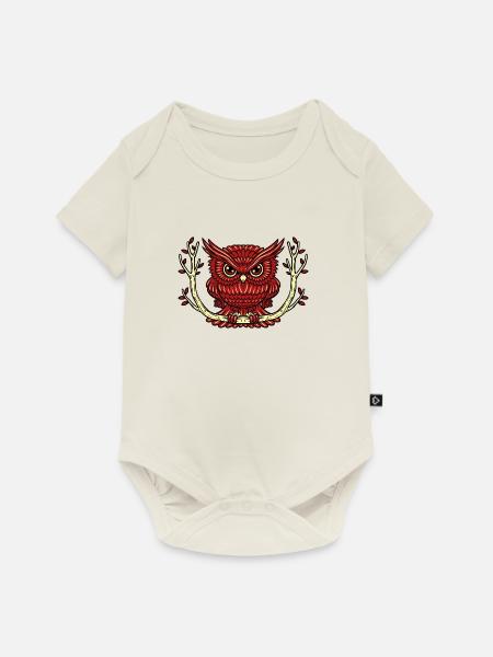 Die HuHuuu-hEule - Baby Premium Kurzarmbody - Naturweiß