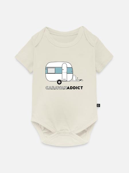 Wohnwagensüchtig blaugrau - Baby Premium Kurzarmbody - Naturweiß