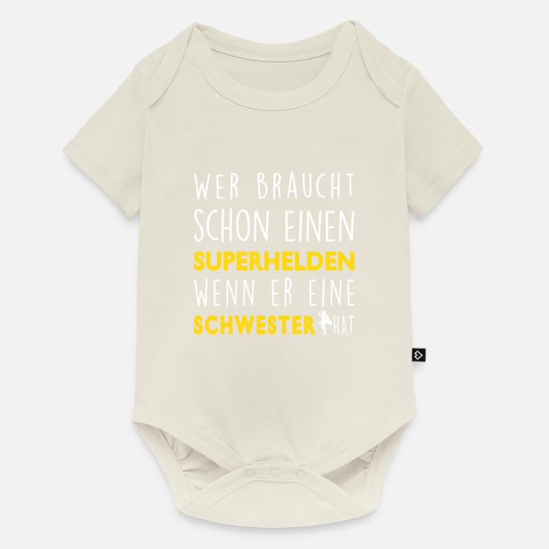 Meine Schwester-Superheld - Baby Premium Kurzarmbody - Naturweiß