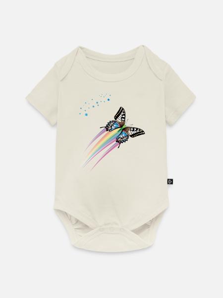 Schmetterling mit Regenbogenfarben - Baby Premium Kurzarmbody - Naturweiß