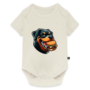 Drôle Rottweiler Hamburger Cheeseburger Rapide Fo - Body à manches courtes Premium Bébé - blanc cassé - Devant