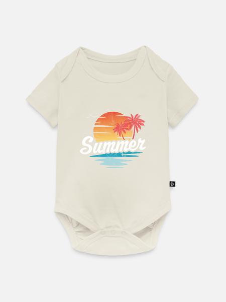 Sommer - Baby Premium Kurzarmbody - Naturweiß