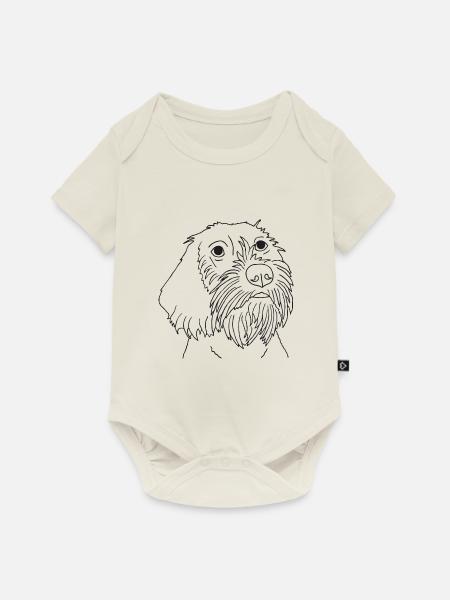 Rauhaardackel - Baby Premium Kurzarmbody - Naturweiß
