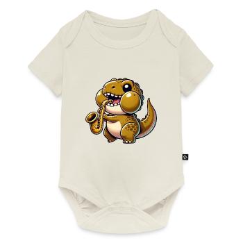 Dino T-Rex Saxophone Saxophonist Musician Jazz - Baby Premium short-sleeve bodysuit - off white - Front
