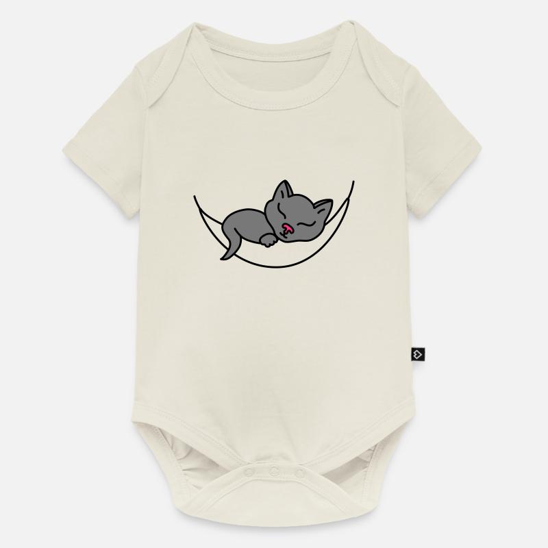 Chat endormi - Body à manches courtes Premium Bébé - blanc cassé