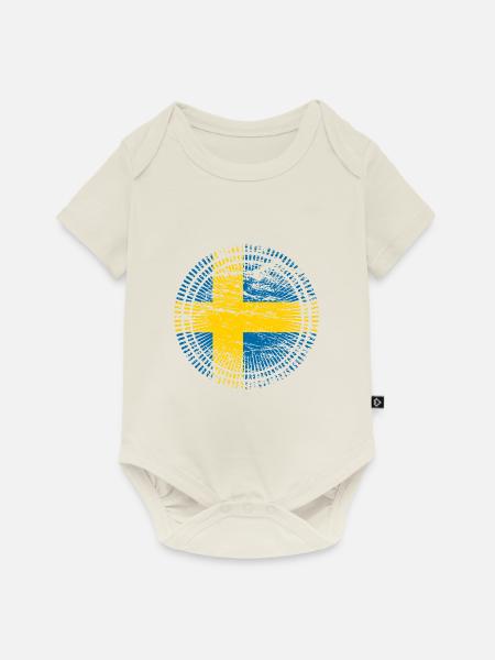 Schweden - Baby Premium Kurzarmbody - Naturweiß