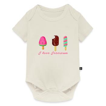 crème glacée, crème glacée, j’adore la crème glacée, crème glacée avec style, glace à l’eau - Body à manches courtes Premium Bébé - blanc cassé - Devant