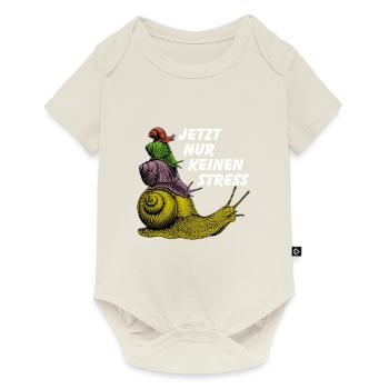 Keinen Stress Schnecken übereinander und Spruch - Baby Premium Kurzarmbody - Naturweiß - Vorne