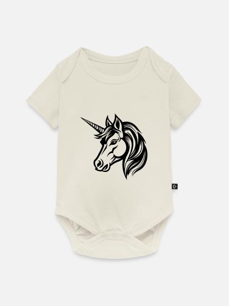 Einhorn Kopf - Baby Premium Kurzarmbody - Naturweiß