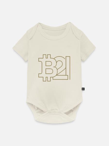 Bitcoin Silhouette Taschenformat - Baby Premium Kurzarmbody - Naturweiß