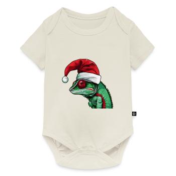 Chameleon Christmas Animal Head - Baby Premium short-sleeve bodysuit - off white - Front