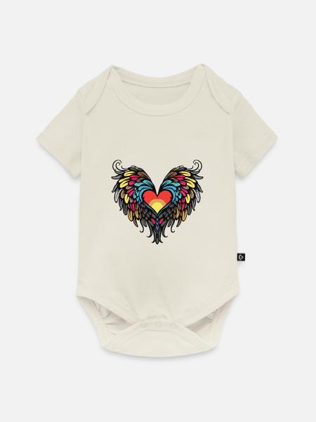 Herz Flügel Engel Love - Baby Premium Kurzarmbody - Naturweiß