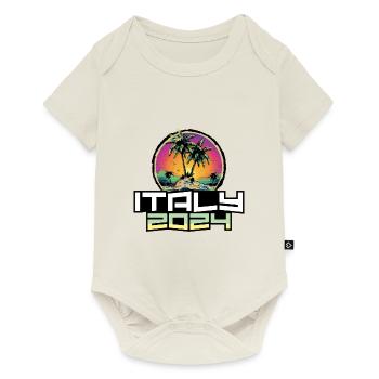 Italie 2024 Palmiers de vacances - Body à manches courtes Premium Bébé - blanc cassé - Devant