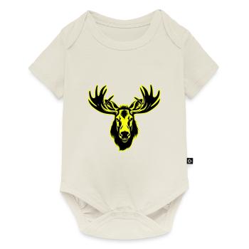 Moose Head Portrait Icon - Baby Premium short-sleeve bodysuit - off white - Front