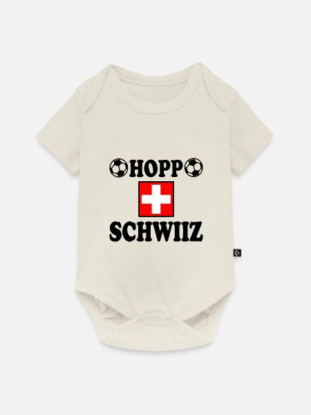 Hopp schwiiz - Baby Premium Kurzarmbody - Naturweiß