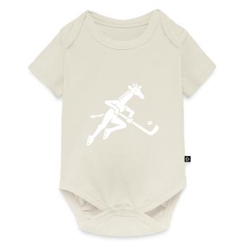Giraffe Eishockey Silhouette Minimalistisch - Baby Premium Kurzarmbody - Naturweiß - Vorne