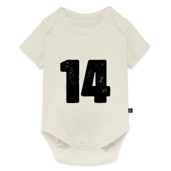 14 Zahl Trikot - Baby Premium Kurzarmbody - Naturweiß - Vorne