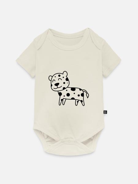 Leopard Comic Tier - Baby Premium Kurzarmbody - Naturweiß