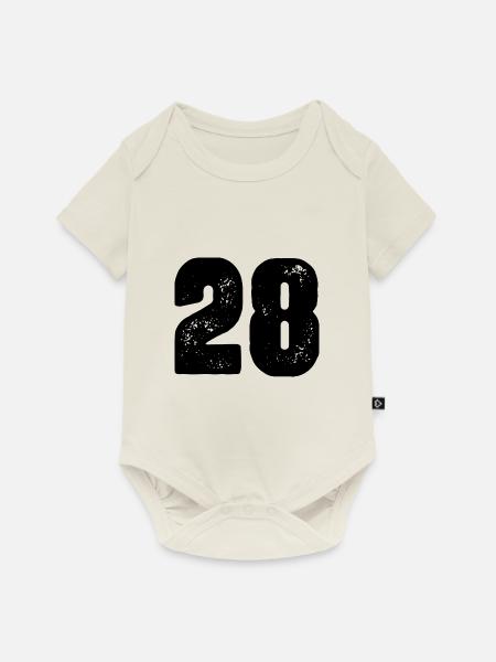 28 Zahl Trikot - Baby Premium Kurzarmbody - Naturweiß