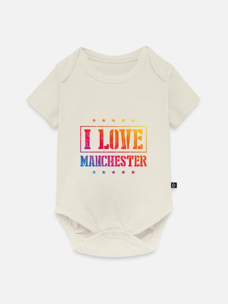 I Love Manchester - Baby Premium Kurzarmbody - Naturweiß